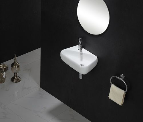 Раковина из сантехнического фаянса CeramaLux 9275R 50х30 подвесная цвет белый 1 отверстие под смеситель