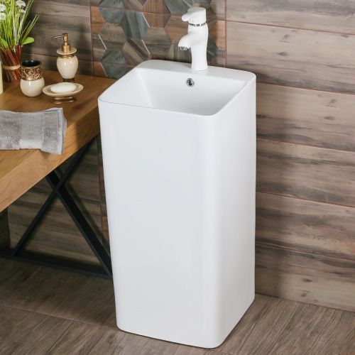 Раковина из сантехнического фарфора Melana B125-805 42х41 напольная цвет белый 1 отверстие под смеситель