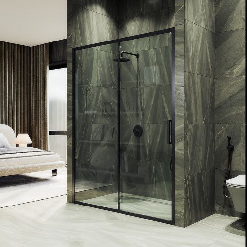 Душевая дверь Maybah Glass MGD-1277-6 150х195 стекло прозрачное профиль черный