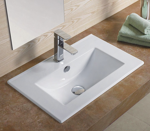 Раковина из сантехнического фаянса CeramaLux 803-50 50х40 встраиваемая цвет белый 1 отверстие под смеситель