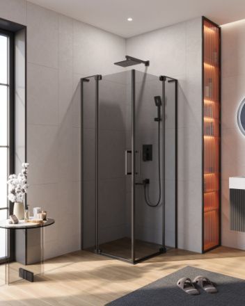 Душевой уголок Cezares SLIDER SLIDER-A-2-70/80-GRIGIO-NERO 70х70 стекло тонированное профиль черный без поддона