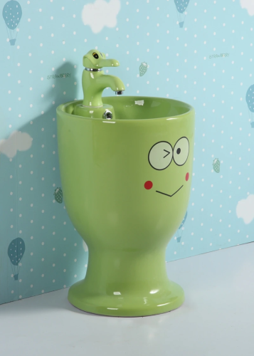 Раковина керамическая Gid Aventura 69915 40х40 напольная цвет зеленый 1 отверстие под смеситель