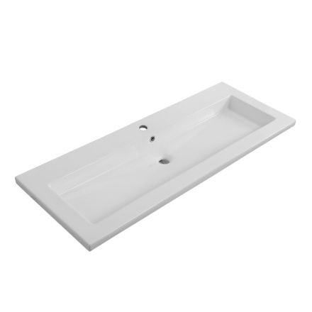 Раковина керамическая Cezares CZR-8070-120 120х50 подвесная цвет белый 1 отверстие под смеситель