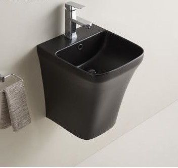 Раковина из сантехнического фаянса CeramaLux 500PMB 50х40 подвесная цвет черный 1 отверстие под смеситель