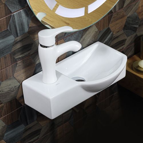 Раковина из сантехнического фарфора Melana 7947AR-805 40х20 подвесная цвет белый 1 отверстие под смеситель