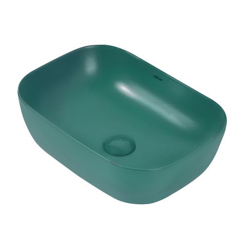 Раковина из сантехнического фаянса Abber RECHTECK AC2200MBG 50х30 накладная цвет зеленый без отверстий под смеситель