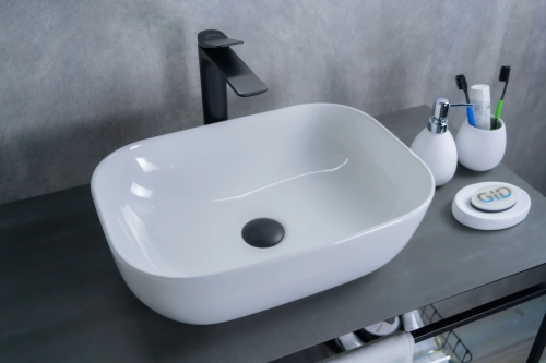 Раковина керамическая Gid Geométrico 51183 50х30 накладная цвет белый без отверстий под смеситель