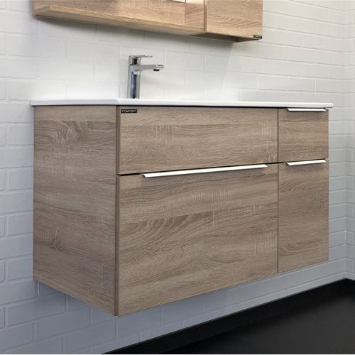 Тумба с раковиной Comforty Варна 00-00009919CF 90х50 подвесная цвет коричневый