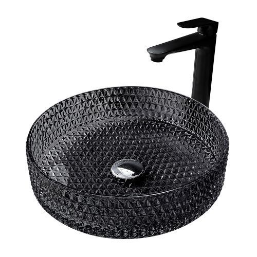 Раковина стеклянная Abber GLAS AK2301B 40х40 накладная цвет черный без отверстий под смеситель