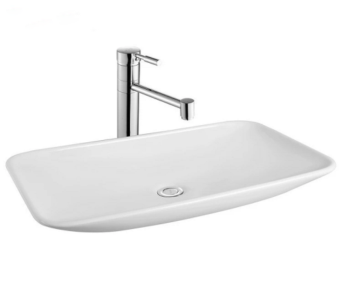 Раковина из сантехнического фаянса CeramaLux 9122 70х40 накладная цвет белый без отверстий под смеситель