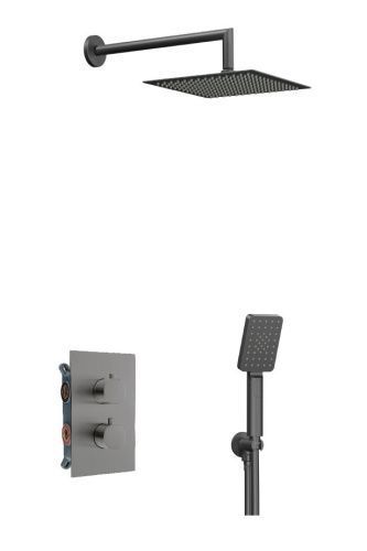 Душевая система AQG Alpha 19ALTEC24212 встраиваемая в стену цвет оружейная сталь