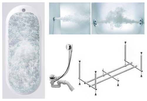 Ванна акриловая гидромассажная Timo ROHA ROHA1770-KT17-SPV1505-T-CM-T-BM 170х70 пристенная прямоугольная с каркасом