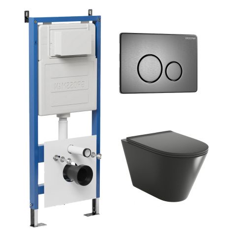 Инсталляция + кнопка смыва + унитаз Grossman Style 97.4477BMS.05.42M