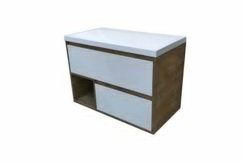 Тумба с раковиной Эстет Monaco Wood ФР-00010673 90х50 подвесная цвет белый/коричневый