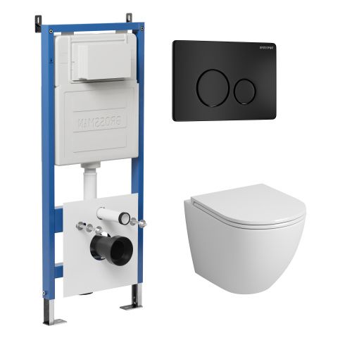 Инсталляция + кнопка смыва + унитаз Grossman Style 97.4455S.05.21M