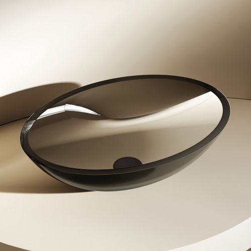 Раковина из полиэфирной смолы Abber KRISTALL AT2802Onyx 50х40 накладная цвет черный без отверстий под смеситель