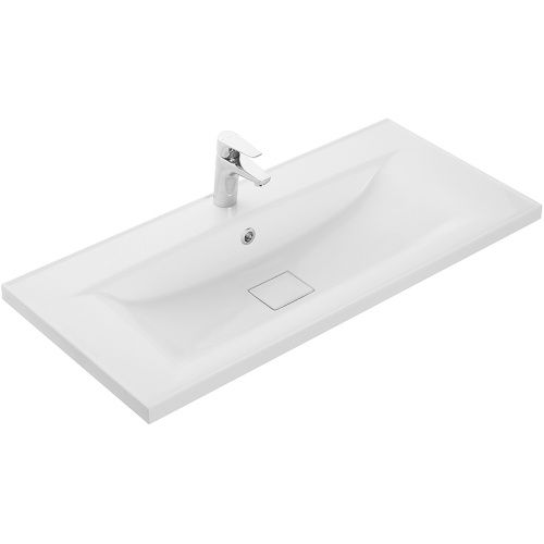 Раковина из искусственного камня Aquaton Айрис 1A73273KAG010 100х50 накладная цвет белый 1 отверстие под смеситель