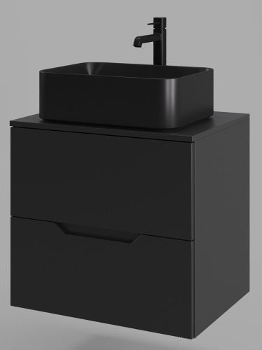 Тумба с раковиной Orange Line Li-60TubMDF+B02-460MB 60х50 подвесная цвет черный