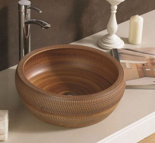 Раковина из сантехнического фаянса CeramaLux J2055 40х40 накладная цвет коричневый без отверстий под смеситель