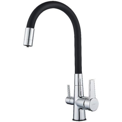 Смеситель для кухни D-Lin D159317-1 на мойку черный/хром