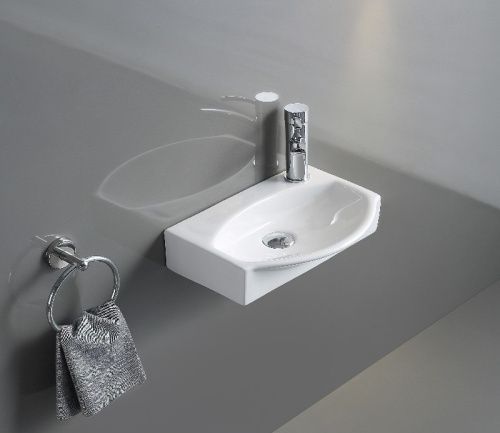 Раковина из сантехнического фаянса CeramaLux 78014T 40х30 подвесная цвет белый 1 отверстие под смеситель