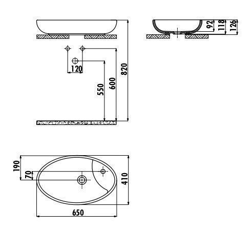 Раковина из сантехнического фарфора Creavit Minamal MN065-00CB00E-0000 70х40 накладная цвет белый - фото 2