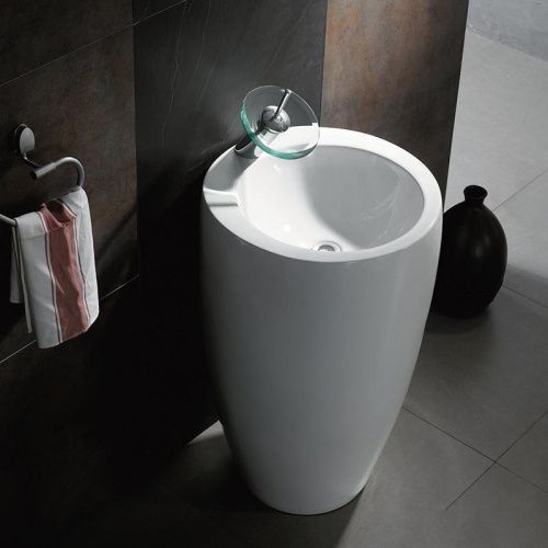 Раковина из сантехнического фаянса CeramaLux B133 50х50 напольная цвет белый 1 отверстие под смеситель