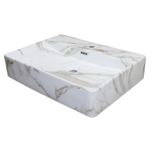 Раковина из сантехнического фаянса Azario AZ-2173-M845 60 см накладная цвет белый/серый 1 отверстие под смеситель