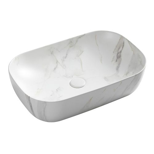 Раковина из сантехнического фаянса Azario AZ-2143-P-M831 60 см накладная цвет белый/серый без отверстий под смеситель