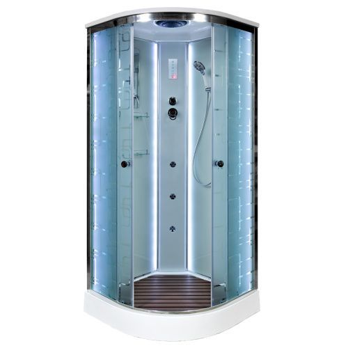 Душевая кабина AvaCan EM1590LED+GM 90х90 четверть круга с крышей ориентация универсальная