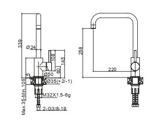Смеситель для кухни AQG NOX LITE 05LIT500IS на столешницу никель - фото 2