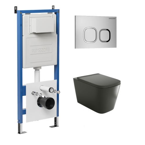 Инсталляция + кнопка смыва + унитаз Grossman Cosmo 97.4441BMS.02.110