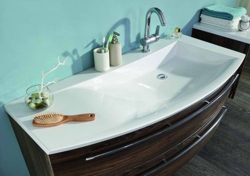 Раковина из искусственного камня Puris Crescendo SWM112L1 120х60 накладная цвет белый 1 отверстие под смеситель