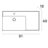 Раковина керамическая La Fenice Cubo CU.NN.90L 90х50 накладная цвет белый 1 отверстие под смеситель - фото 3