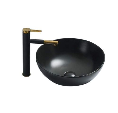 Раковина из сантехнического фаянса Velvex 104MB 40х40 накладная цвет черный без отверстий под смеситель