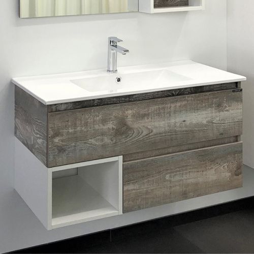 Тумба с раковиной Comforty Турин 00-00013940CF 90х50 подвесная цвет серый