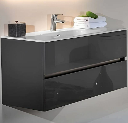 Тумба под раковину Armadi Art Vallessi 837-140-A glossy 140х50 подвесная цвет серый