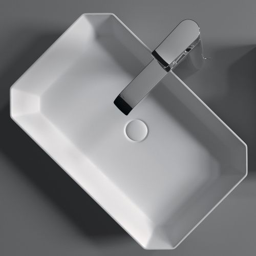 Раковина из сантехнического фарфора Sanita Luxe WB.CT/Line/55-N/WHT.G/S1 60х40 накладная цвет белый