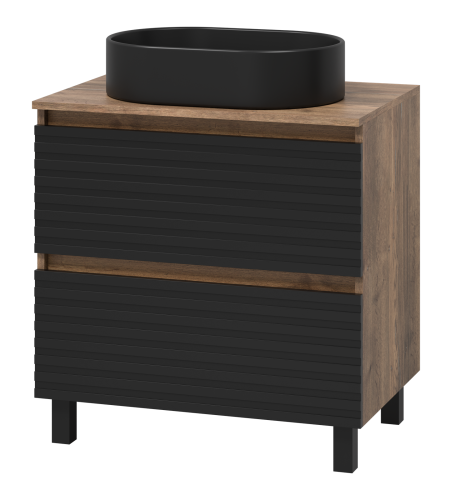 Тумба под раковину Brevita Dakota DAK-07070-19/02-2Я 70х50 напольная цвет черный/коричневый