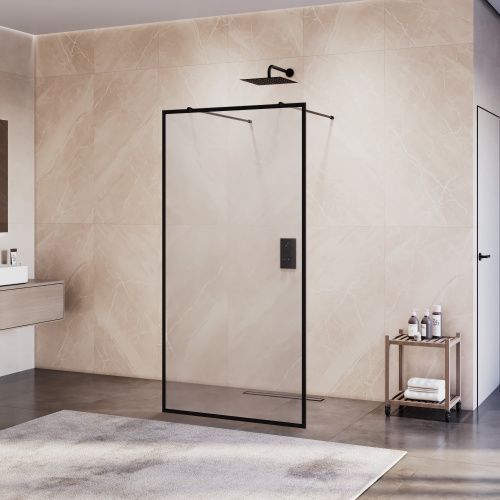 Душевая перегородка RGW Walk In 35101710-84 100х200 стекло с рисунком профиль черный