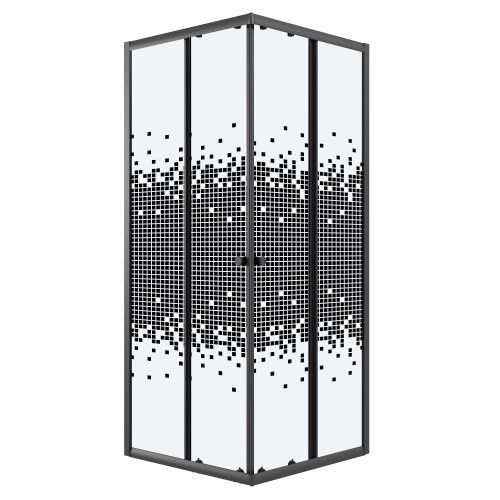 Душевой уголок Niagara Eco NG-1010-14QBLACK 100х100 стекло с рисунком профиль черный без поддона