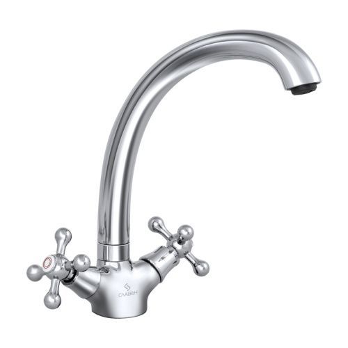 Смеситель для кухни Славен Коттедж СЛ-ДВ-А11 на мойку хром