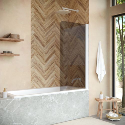 Душевая шторка на ванну Vegas-Glass EV+EV NOVO EV NOVO 76 01 07 75х140 стекло тонированное профиль белый ориентация универсальная