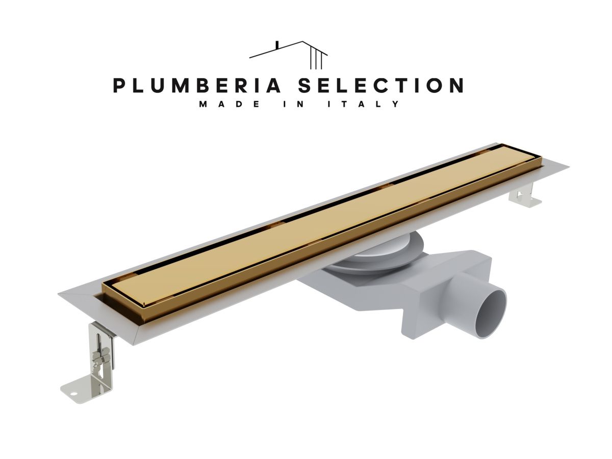 Душевой лоток Plumberia Selection PST IN-TILE PST90OR 90х5 золото