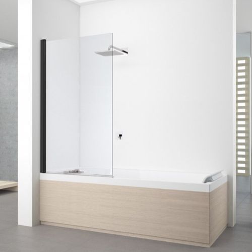 Душевая шторка на ванну Novellini Young Y21V85-1H 85х150 стекло прозрачное профиль черный ориентация универсальная