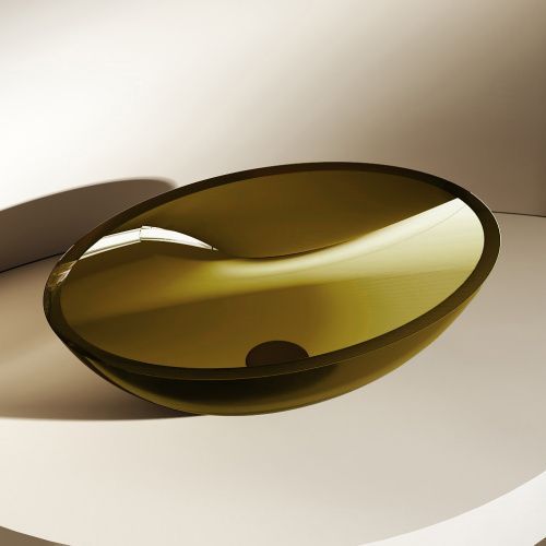 Раковина из полиэфирной смолы Abber KRISTALL AT2802Vesuvian 50х40 накладная цвет зеленый без отверстий под смеситель