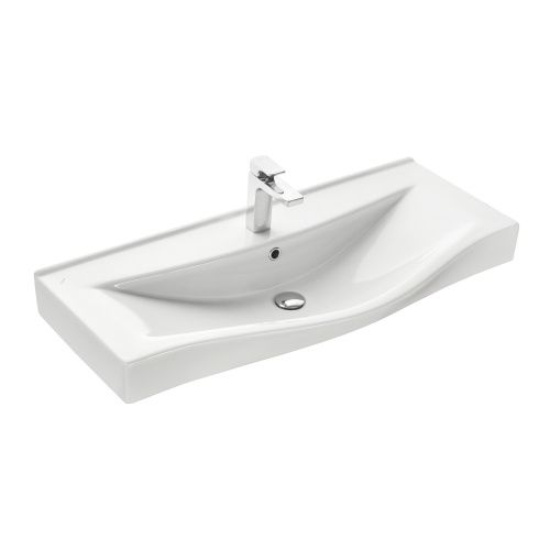 Раковина из сантехнического фарфора Aquaton Беверли 1WH302502 100х50 накладная цвет белый 1 отверстие под смеситель