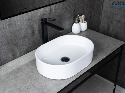 Раковина керамическая Gid Lago 51239 50х30 накладная цвет белый без отверстий под смеситель