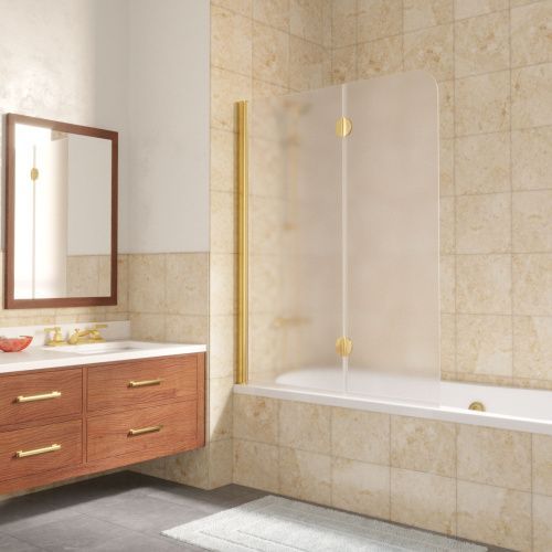 Душевая шторка на ванну Vegas-Glass E2V LUX E2V LUX 120 09 10 L 120х150 стекло матовое профиль золото ориентация левая