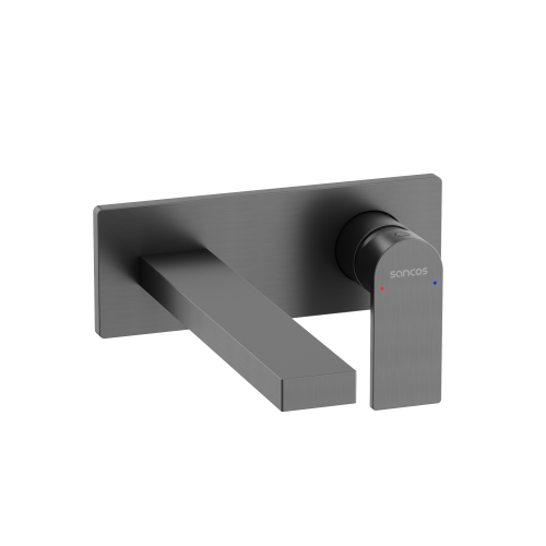 Смеситель для раковины Sancos Studio SC9017GG встраиваемый в стену вороненая сталь